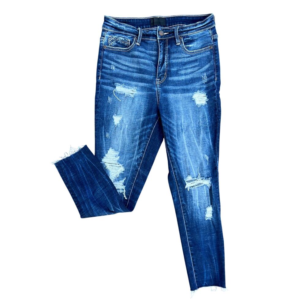 Buckle high rise dark ankle skinny jeans size 27x25